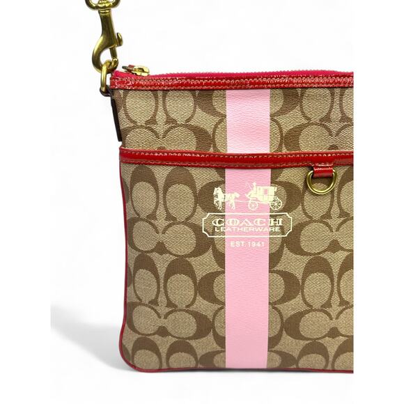 Coach Signature 2007 Pink Stripe Swingpack Crossbody Bag - Picture 2 of 16